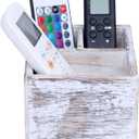 Remote Control Holder Wood Remote Caddy Media Storage Box,Rustic Vintage Wooden Desktop Organizer for Living Room Kitchen