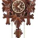 Cuckoo Clock, Black Forest Style Wooden Pendulum Quartz Wall Clock, Volume Control, Night Silent, Gift Package, Professional Service