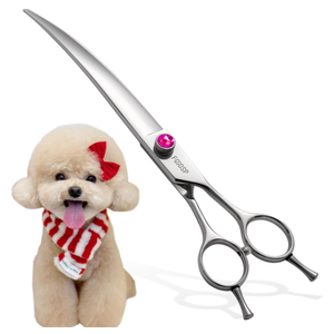 X003T1T8SNULG 30° Curved Dog Grooming Scissors 440C Stainless Steel, 7.5" Professional Pet Grooming Shears with Reversible Butterfly Handles, Dog Scissors for Grooming Face, Eyes, Paws & Body