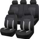 CAR PASS 3D Air Mesh Car Seat Covers Full Set, Breathable Sporty Rear Bench with Zipper for Armrest Box Universal Fit 95% Automotive SUV,Truck,Sedan Interior Cute Women Airbag Compatible, Black Gray