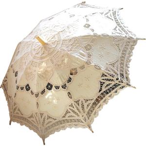 Handmade Lace Parasol Umbrella, Ivory, Victorian Style, 32 Inch
For Wedding, Bridal Party, Photo Props