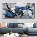 Blue Abstract Canvas Wall Art: Large Wall Art Paintings for Living Room, Modern, Framed Artwork in Blue and Black -Bedroom, and Office Decorations for Work - Gray Pictures for bedroom Wall Decor (48L" x 24W")