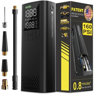 BBD Car Tire Inflator Portable Air Compressor, 0.8 Min Full Inflation 160 PSI Digital Electric Auto Air Pump with Pressure Gauge, Type-c Charging Cable, Emergency LED Light for Car Bike Balls Motorcycle