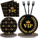 96 Pcs Vip Movie Night Party Supplies Paper Plates Napkins Disposable Movie Night Red Carpet Theme Party Birthday Decorations Favors Serves 24