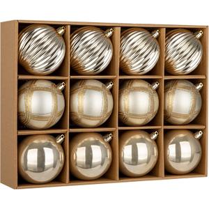 12 Pcs Christmas Ball Ornaments 3.15'' Shatterproof Plastic Hanging Balls Christmas Tree Decoration Ornaments for Xmas Holiday Party Wedding Decor - Champagne