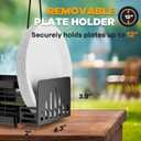 Grill Caddy with Plate Holder and Paper Towel Holder, Picnic BBQ Condiment Utensil Organizer Caddy for Outdoor Cooking, Camping Essential, Camper Must Haves, Grilling Gifts for Men