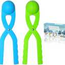 Snow Toys, Snowball Maker Snow Ball Shaper Molds with Handle for Kids Outdoor Indoor Winter Snowball Fight Maker Tool Clip Snow Games for Toddlers Boys Girls Ages 4 5 6 7 (Set of 2,Green,&Ocean Blue)