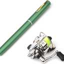 Lixada Fishing Rod Reel Combo Mini Pen Fishing Pole Kit Telescopic Fishing Rod Spinning Reel Combo Kit (1.0 m, Green)
