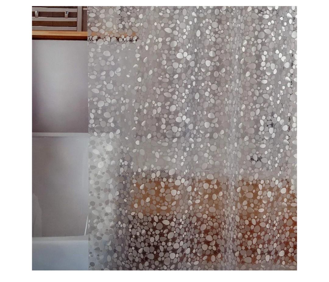 Bostofy Waterproof Shower Curtain Liner 8G EVA Thick Shower Curtain with Heavy Duty 3 Bottom Magnets, Shower Liner for Shower Stall, Bathtubs, 3D Pebble Pattern, 72 x 72,12 Hooks