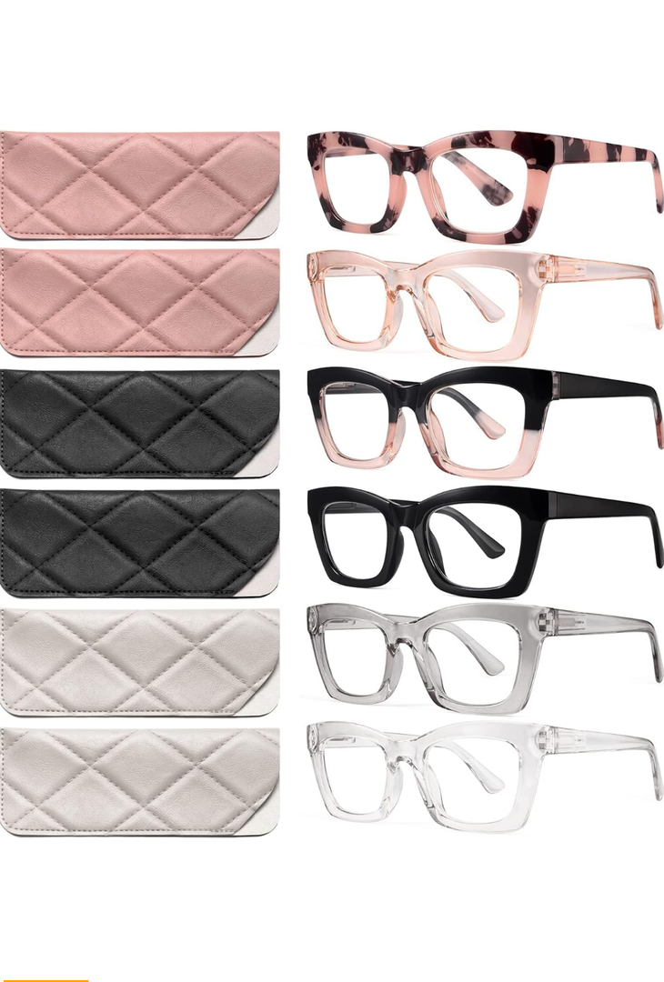 CCVOO Stylish Reading Glasses for Women, Eyeglasses, Blue Light Readers for Women, Computer Eye Glasses, Cheaters Pack of 6