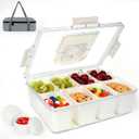 Snackle Box Containers, Travel Snack Box Container with Insulated Bag, 8 Compartments Divided Serving Snack Tray with Lid, Portable Snacklebox, Charcuterie Fruit Platterbox Keep Food Fresh for picinic (Normal)