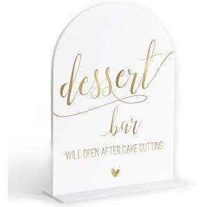Dessert Bar Sign, White Arch Acrylic Wedding Sign, Dessert Table Decor, Wedding Reception Decorations, Bridal Shower Decor, Centerpiece Table Decorations Party for Bride and Groom-2