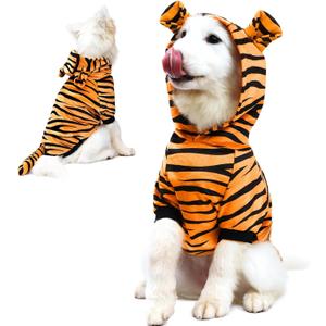 NACOCO Halloween Dog Tiger Costume-Pet Cosplay Clothes Cat Coat Hoodie Outfits Warm Winter Apparel for Dog Small and Medium Cat(L)