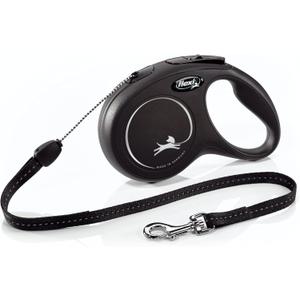 FLEXI New Classic Cord Retractable Dog Leash for Small Dogs up to 33 lbs.  26 ft., Black | Tangle-Free Pet Walking Leash with One-Handed Brake, Pause, Lock|German Quality Product