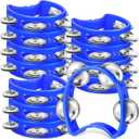 12 Pcs Plastic Percussion Tambourine with 4 Bells Rhythm Musical Instruments for Adults Hand Tambourine Hand Held Percussion Drum for Party Kindergarten Family School Supplies (Blue)