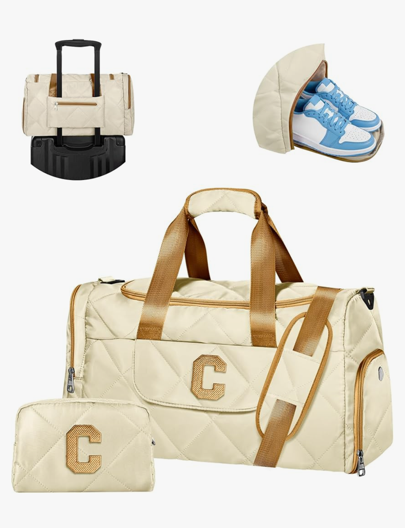 Unique Gifts for Teen Girls Women, Monogram Duffle Bag with Shoe Compartment & Wet Separation, Women Gift Idea for Birthday, Anniversary, Appreciation, Gifts for Mom, Teacher, Friends