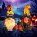 Halloween Gnomes and Witch Figurines - 2Pack Lights Up Fall Gnome Ornaments - 4.5'' Resin Indoor Halloween Decor for Women (Gnomes)