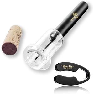 Wine Ziz Amazingly Simple Wine Opener with Foil Cutter Gift Set for Wine Lovers | Wine Pump Air Pressure Wine Bottle Opener Easy Cork Remover Corkscrew | Wine Bottle Openers (Black, 1)