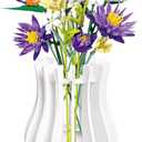 Wooden Vase Kit for Lego Roses Cherry Blossom Sunflower Tulips Daffodils Lotus Cute Flower Vase for Lego Bouquet Arrangement Home Decoration for Women Adults(White)