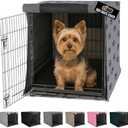 GORILLA GRIP Dog Crate Covers compatible with Amazon Basics Dog Crates, All Sides Open, Privacy Cover Fits 24" Wire Kennel, Breathable Mesh Windows, Light Reducing Puppy Training Cage Topper, Gray Paw