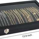 Siveit Premium Necklace Organizer Box - 20 Hooks Jewelry Tray with Transparent Lid - Display Box for Necklaces, Pendants - Suitable for Women and Girls (Black)
