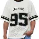 WDIRARA Men's Number Letter Graphic Sweater Crewneck Half Sleeve Pullovers Knit Top (Medium, Black and White)