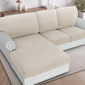 H.VERSAILTEX Sectional Couch Covers 3 Pieces Sofa Seat Cushion Covers L Shape Separate Cushion Couch Chaise Cover for Both Left/Right Sectional Couch (Seat Only: 1 Chaise + 2 Sofa, Island Fossi)