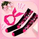 Christmas Football Socks Pink Ribbon Stickers Sports Headbands for Women Youth Running Tennis Yoga Sports