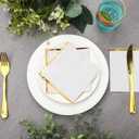Fulmoon 100 Pack 2 Ply Cocktail Napkins Paper Gold Foil Trim Edge Beverage Dessert Disposable Paper Napkins Dinner Baby Shower Wedding Birthday Party Tableware Decorations, 5 x 5 Inches(White)