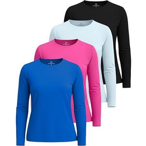 Real Essentials 3 Pack: Women's UPF 50+ Quick Dry Fit Sun Shirts Long Sleeve UV SPF Hiking Top Outdoor, XL