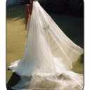 Unsutuo 2 Tier Wedding Veil Floor Length Bridal Veil With Comb Drop Veil for Bride (White)