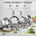 EWFEN Stainless Steel Cookware Set, 3 Ply 17 Piece Stainless Steel Pot and Pan Set, Oven Dishwasher Safe | Induction Compatible Frying Pans, Saucepans, Saute Pan & Stock Pot, PFOA, PTFE & PFOS Free