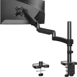 MOUNTUP 27 inch Extra Long Monitor Arm, Single Desk Mount for 22-32 inch, Tall Monitor Stand Holds 4.4-19.8lbs, Height Adjustable Monitors Stand for Desk with C-Clamp/Grommet Base, Black