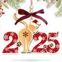 2 x HEXMOZ Cat Ornament for Christmas Tree 2025 - Funny Cat Gag Gifts for Women, Men, Kitty Lovers, Dad, Mom, Owner Exchange Ideas, Animal Christmas Decoration - Acrylic Wood Xmas Ornament (Coastal Style 2025)