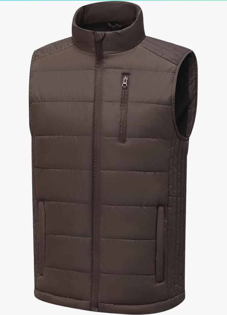 Msmsse Men's Outerwear Vests Winter Quilted Padded Vest Gilet Stand Collar Warm Puffer Vest,L