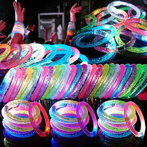 OLUPP 21 Pack LED Light Up Bracelets, Glow in the Dark Party Supplies, 6 Color Glow Bracelets, Rave Party Favors for Kids/Adults Birthday, Concert,Goodie Bag Fillers, New Year