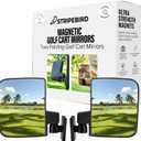 Stripebird - Magnetic Golf Cart Mirrors 2.0 (Black) - No Drilling - Ultra-Strength Magnet - 2 Folding Side Mirrors - EZ Go Accessory - Club Car Accessory - Golf Cart Accessory