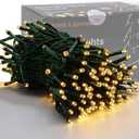 Home Lighting 66ft Christmas Decorative Mini Lights, 200 LED Green Wire Fairy Starry String Lights Plug in, 8 Lighting Modes, for Indoor Outdoor Xmas Tree Wedding Party Decoration (Warm White)
