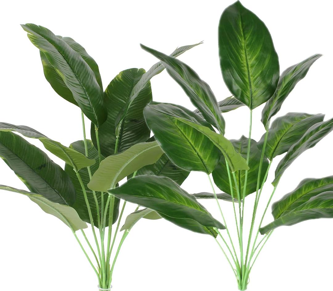 Coreland Artificial Plants Palm Fake Leaves 25inch Indoor for Home Office Decor 2Pcs