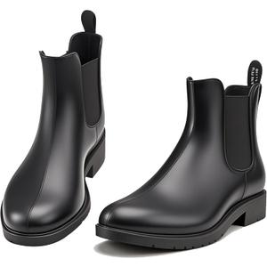 Ankle Rain Boots for Women, Elastic Slip-On Waterproof Chelsea Boots with Anti-Slip Rubber Sole, Lightweight Short Rain Boots