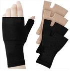 Geyoga 2 Pcs Unisex Wrist Thumb Support Fingerless Compression Gloves Wrist Support Brace for Sports, Fits Small-Check Size Chart Before Ordering(Black,4.3-5.1 Inch), M
