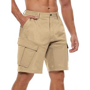 2 x Men's Cargo Shorts Drawstring Classic Chino Stretch Shorts with 6 Pockets