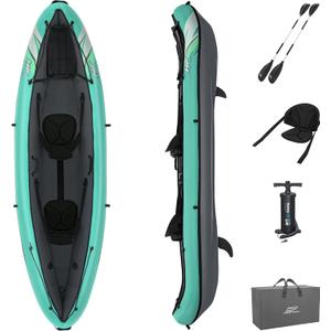 Bestway Hydro Force Inflatable Kayak Set | Includes Seat, Paddle, Hand Pump, Storage Carry Bag | Great for Adults, Kids and Families (2-Person Ventura Elite)