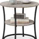 VASAGLE Side Table, Round End Table with 2 Storage Shelves for Living Room, Bedroom, Nightstand with Steel Frame for Small Spaces, Accent Coffee Table, Greige and Ink Black (Greige + Ink Black)