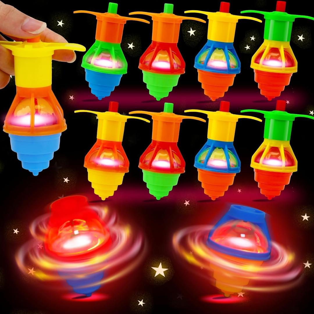 24PCS Light Up Spinning Tops Glow Party Favors for Kids 3-5 4-8 8-12 Summer Goodie Bag Stuffers Birthday Return Gifts Classroom Treasure Box Toys Carnival Prize Fidget Spinner Bulk Toddler Boy Girl