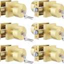 Goldenwarm Gold Door Knobs with Lock and Key, Heavy-Duty Front Door Lockset for Exterior or Interior Use, Secure Brushed Gold Keyed Entry Door Knobd (6 Pack)