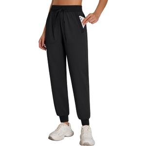 BMJL Women's Joggers High Waisted 29" Workout Track Pants with Pockets Athletic Gym Yoga Casual (X-Large, Black 01)