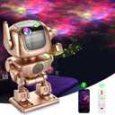 Robot Galaxy Projector, Astronaut Star Projector, LED Night Light Starry Nebula with Timer Remote Control White Noise Bluetooth Speaker, Adjustable 90 Rotation Light for Bedroom Christmas (Type A)