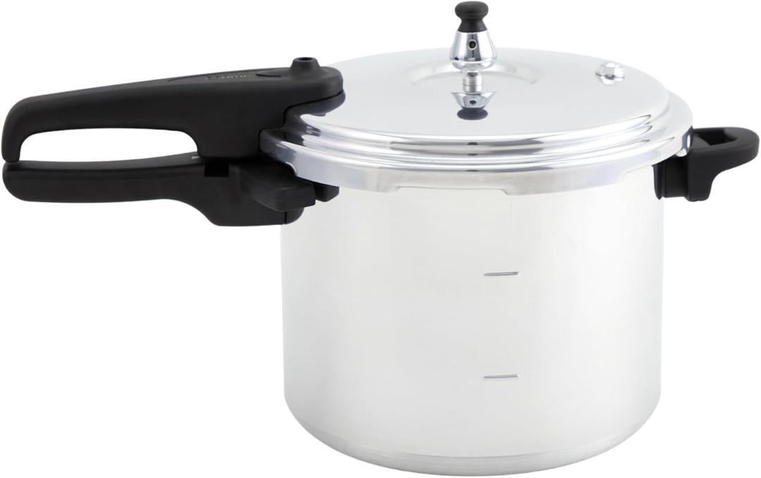 IMUSA 7 Quart Stovetop Aluminum Presure Cooker with safety valves for risk-free opening