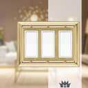 Monarch Abode Rocker Light Switch Cover Plate – 3-Gang Brushed Gold Decorator Wall Plates, Architectural Decorative Outlet Covers Wall Plates for Receptacle, GFCI Electric Outlet Cover, Pack of 1